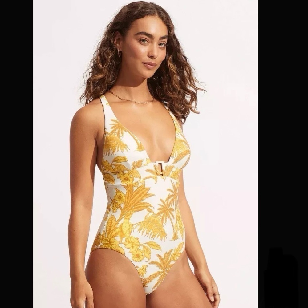 Seafolly Tuscan Sunset Palm Tree V Neck One Piece 10993-980​​​​​​​​​​​​​